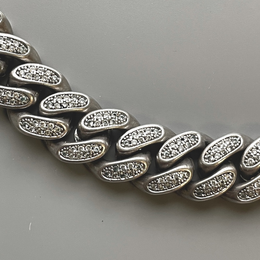 14k white gold 18inch Cuban link with CZ 6ice with box and papers